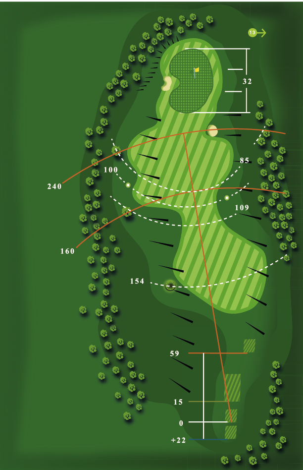 Yardage plan for Hole 12