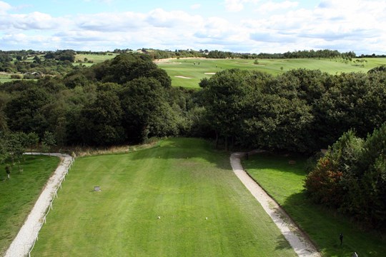 Tees from above on the 13th hole.