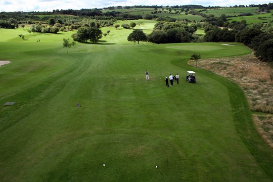 Tees from above on the 14th hole.
