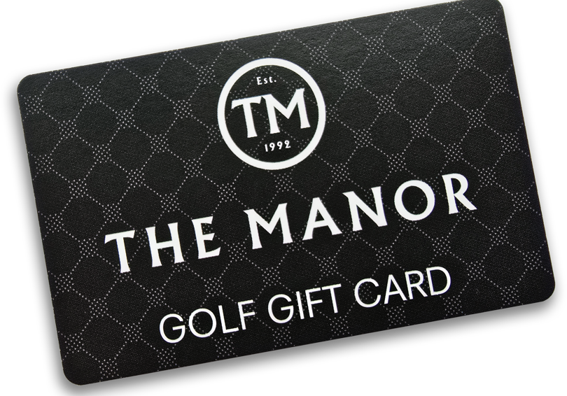 A golf gift card bearing The manor logo.