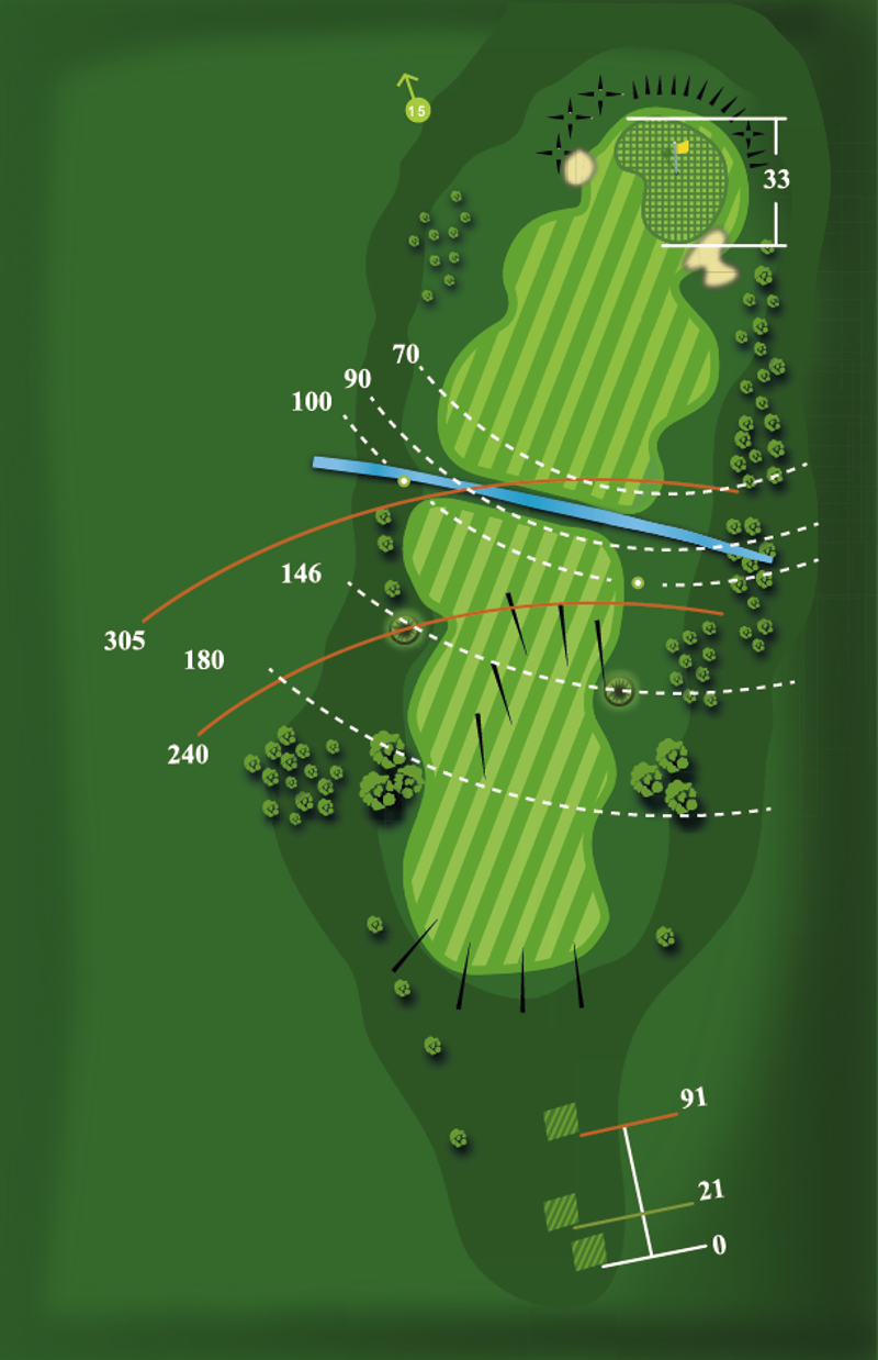 Hole 14 yardage plan