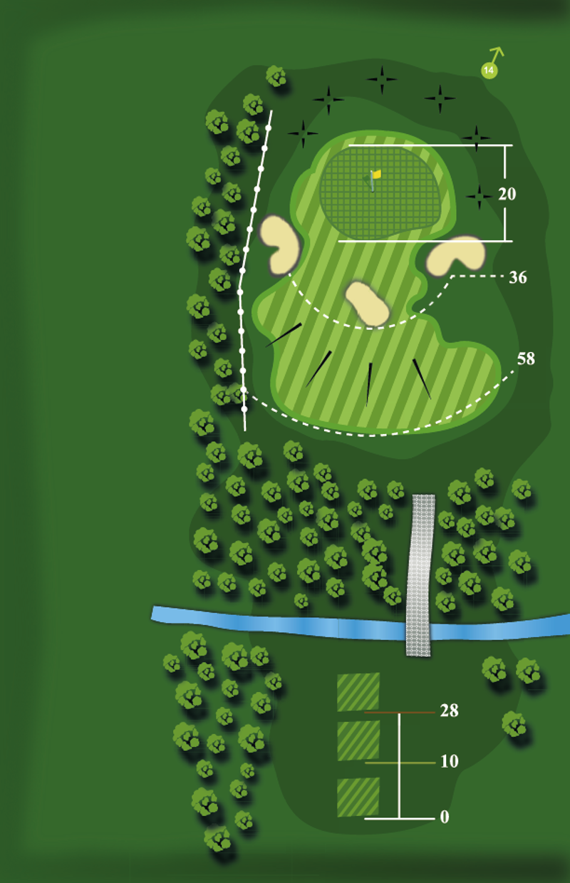 Hole 13 yardage plan