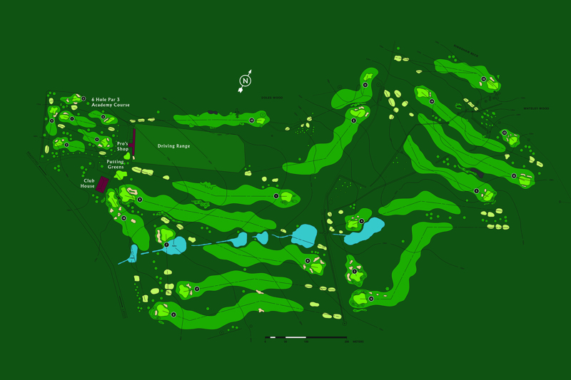 A map of The Manor Leeds golf course.