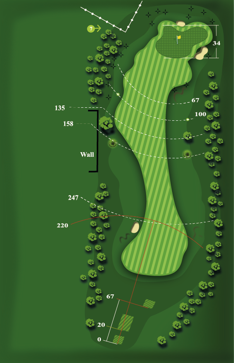 Hole 6 yardage plan